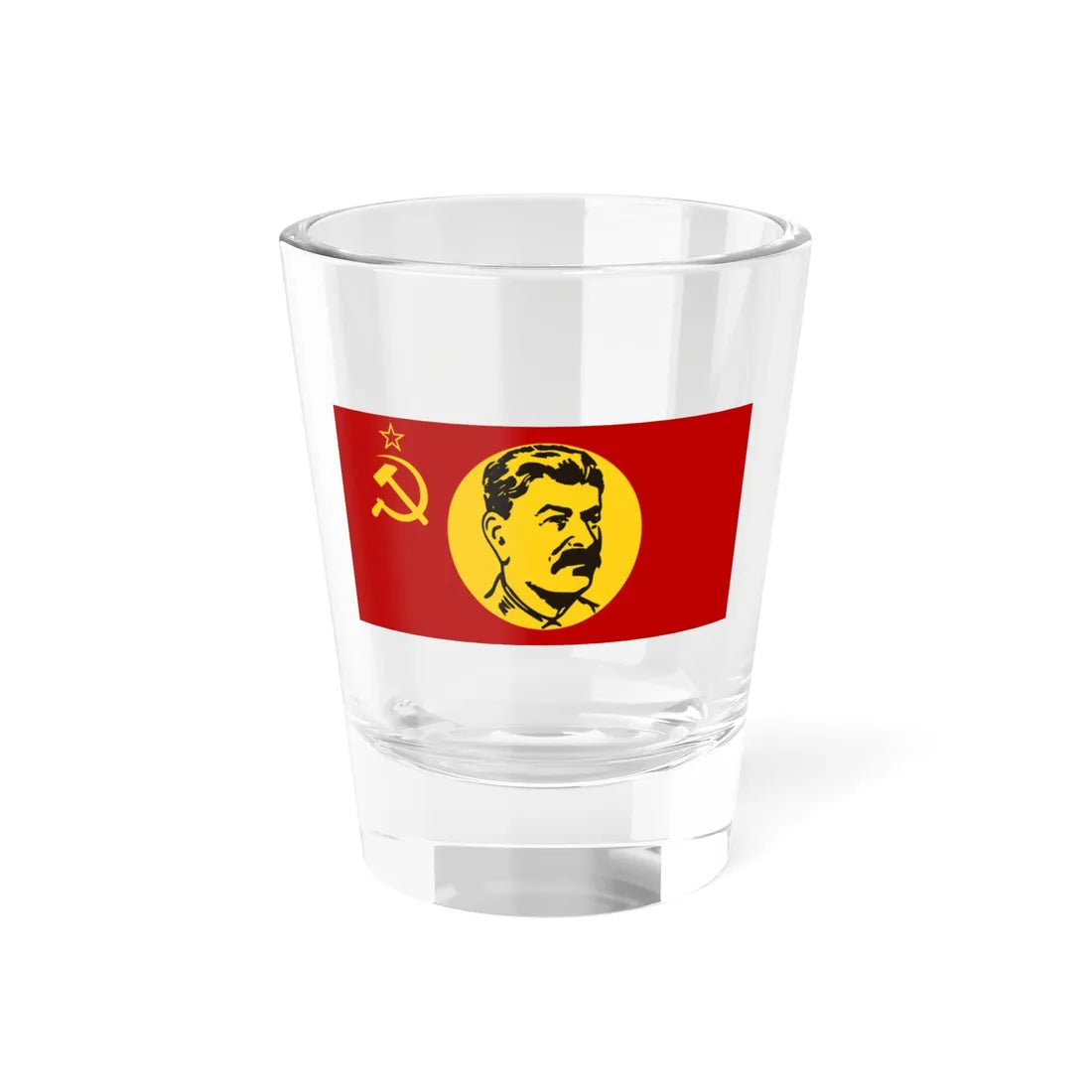 Flag of the Soviet Union 1936-1955 with Stalin (Soviet Union) Shot Glass 1.5oz 1.5oz - Go Mug Yourself