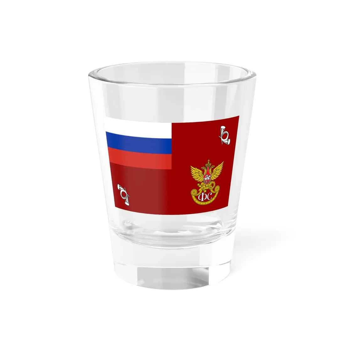 Flag of the State Courier Service of Russia (Russia) Shot Glass 1.5oz 1.5oz - Go Mug Yourself