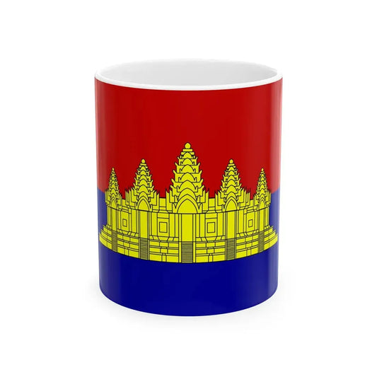 Flag of the State of Cambodia alternate svg vesion (Cambodia) White Coffee Mug 11oz - Go Mug Yourself