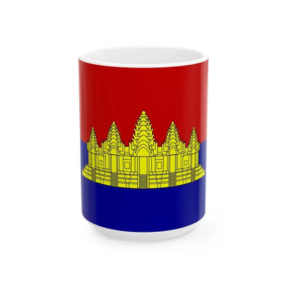 Flag of the State of Cambodia alternate svg vesion (Cambodia) White Coffee Mug 15oz - Go Mug Yourself