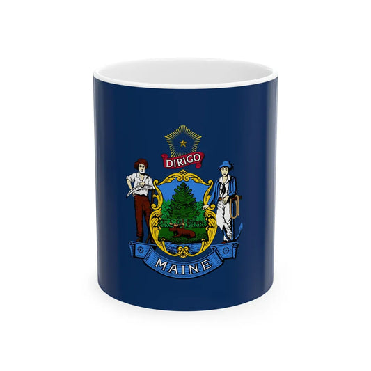 Flag of the State of Maine (United States) White Coffee Mug 11oz - Go Mug Yourself