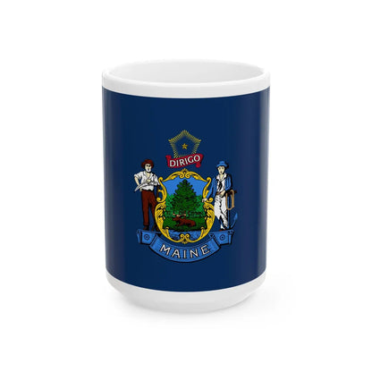 Flag of the State of Maine (United States) White Coffee Mug 15oz - Go Mug Yourself