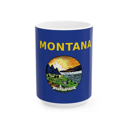 Flag of the State of Montana (United States) White Coffee Mug 15oz - Go Mug Yourself