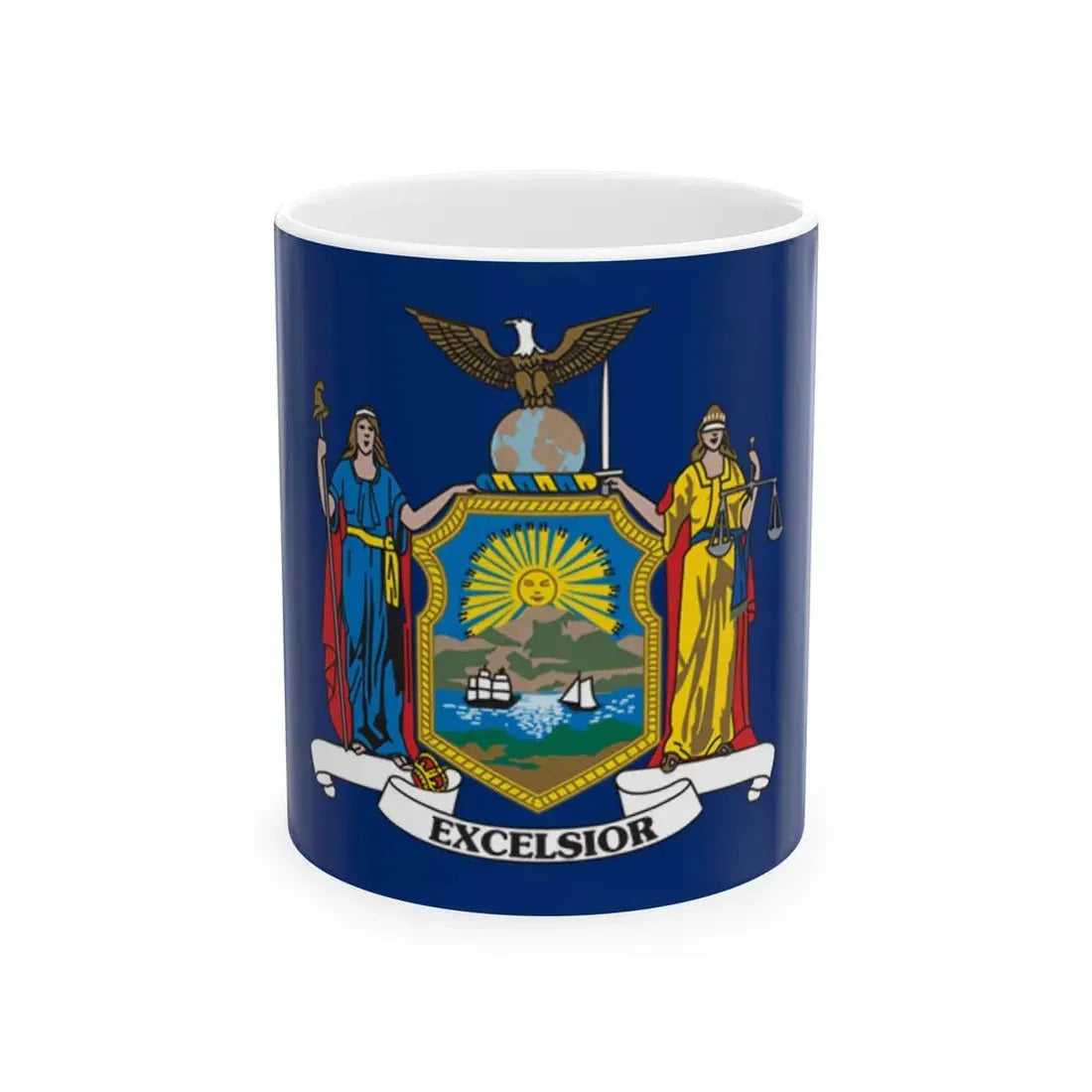 Flag of the State of New York 1909-2020 (United States) White Coffee Mug 11oz - Go Mug Yourself