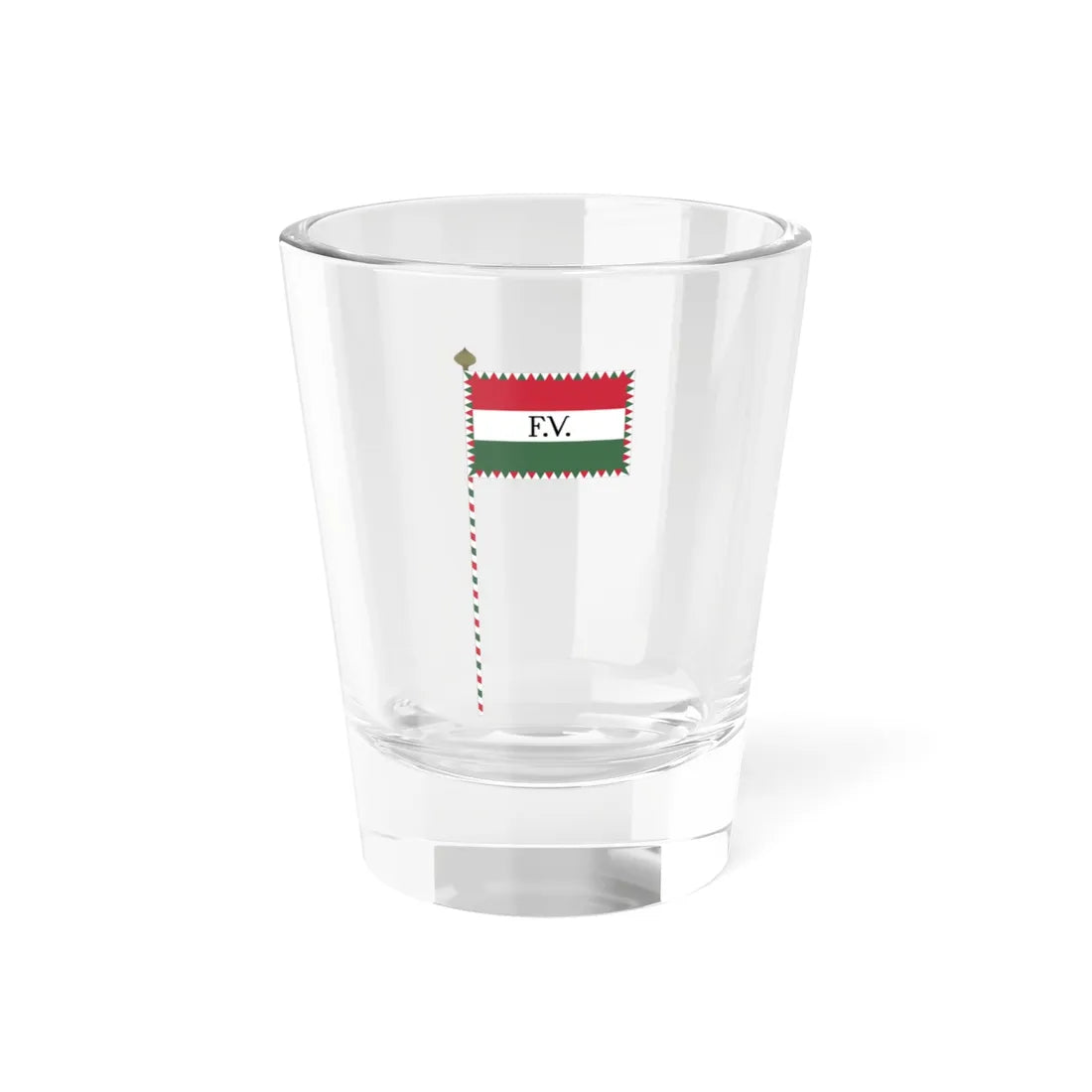 Flag of the Supreme Command of the Hungarian National Army 1919-1920 with staff (Hungary) Shot Glass 1.5oz 1.5oz - Go Mug Yourself