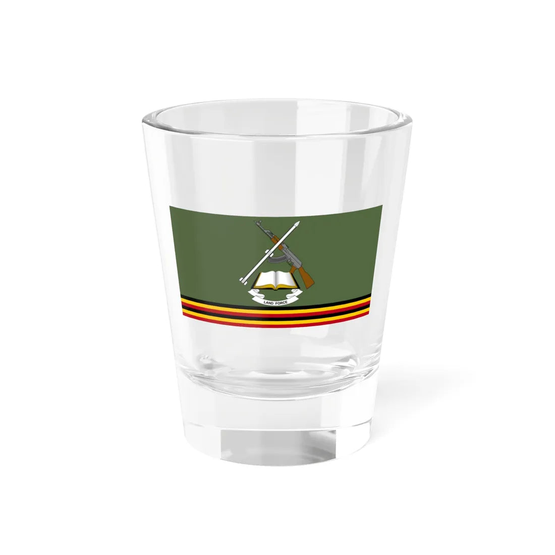 Flag of the Ugandan Land Forces (Uganda) Shot Glass 1.5oz 1.5oz - Go Mug Yourself
