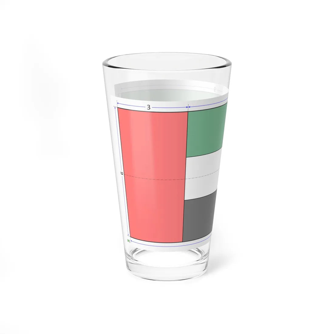 Flag of the United Arab Emirates construction sheet (United Arab Emirates) Pint Glass 16oz - Go Mug Yourself