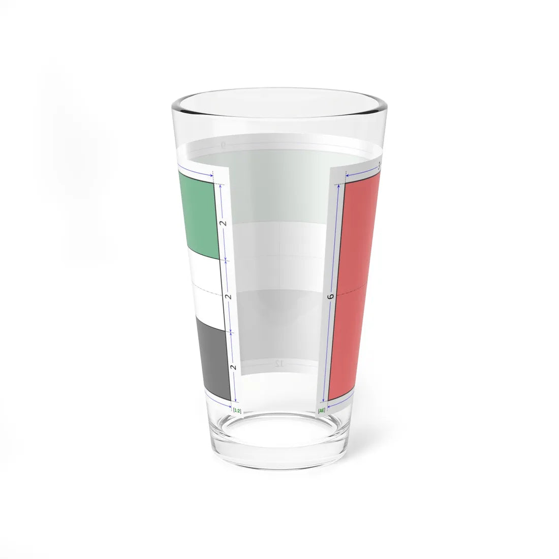 Flag of the United Arab Emirates construction sheet (United Arab Emirates) Pint Glass 16oz - Go Mug Yourself