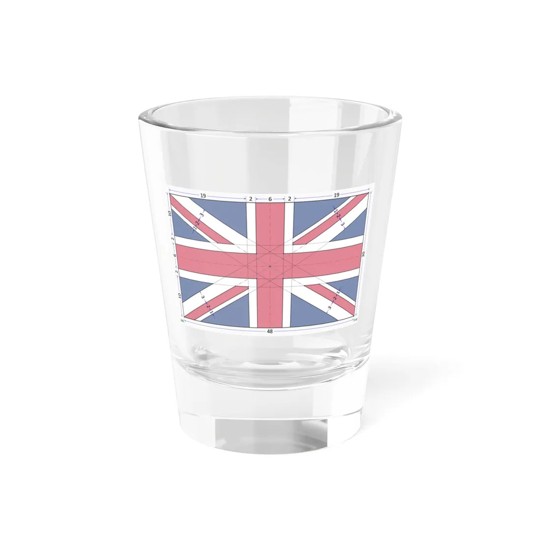 Flag of the United Kingdom 5-8 construction sheet (United Kingdom) Shot Glass 1.5oz 1.5oz - Go Mug Yourself
