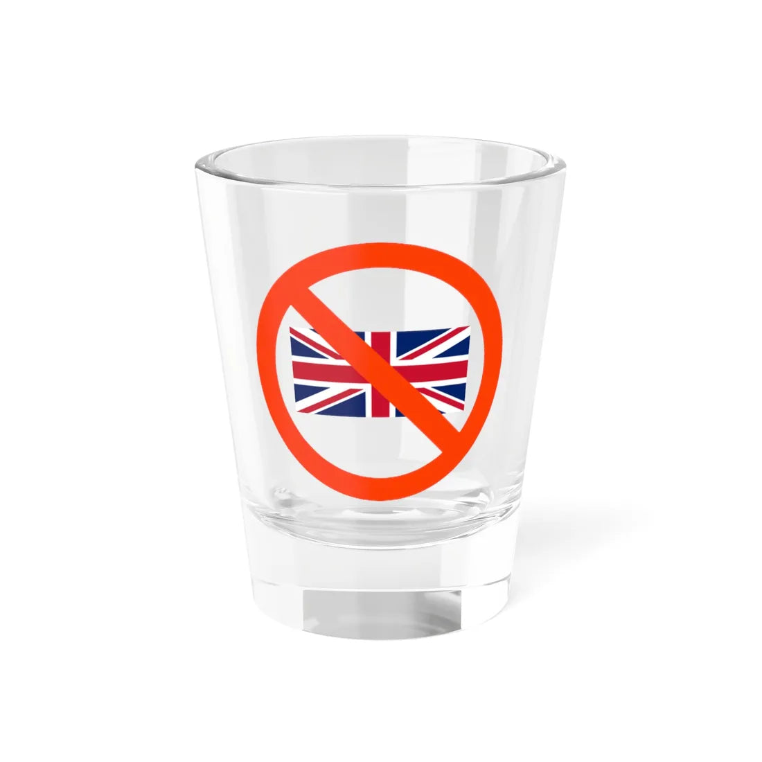Flag of the United Kingdom in red circle with slash (United Kingdom) Shot Glass 1.5oz 1.5oz - Go Mug Yourself