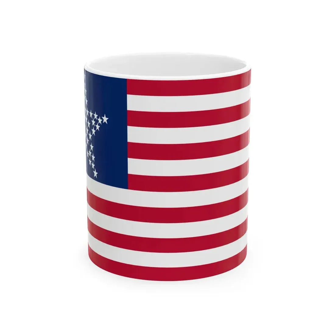 Flag of the United States 50 stars great star arrangement alt (United States) White Coffee Mug 11oz - Go Mug Yourself