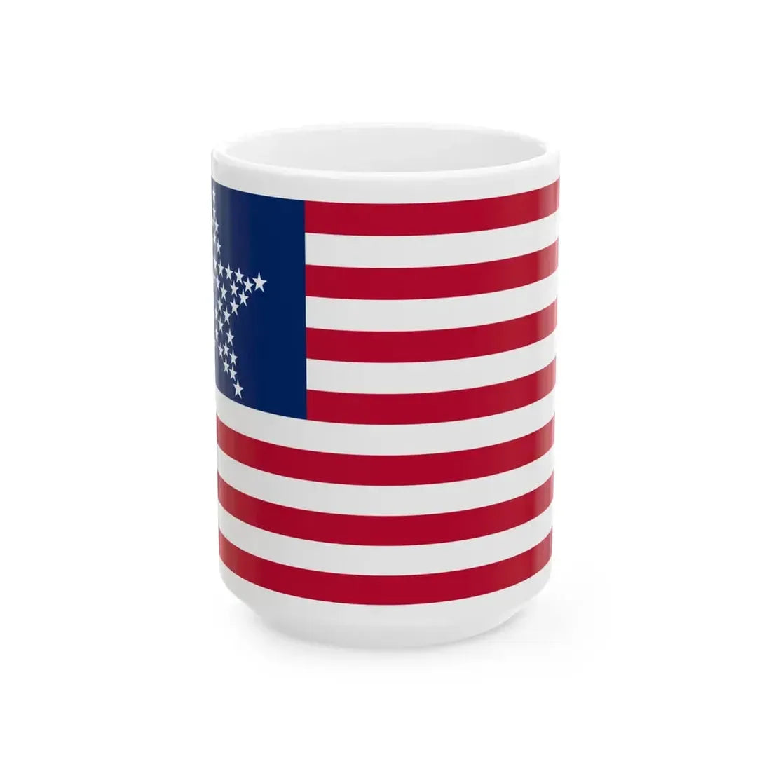 Flag of the United States 50 stars great star arrangement alt (United States) White Coffee Mug 15oz - Go Mug Yourself