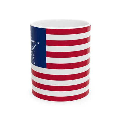 Flag of the United States 50 stars great star arrangement (United States) White Coffee Mug 11oz - Go Mug Yourself
