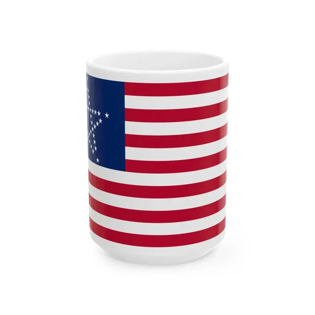 Flag of the United States 50 stars great star arrangement (United States) White Coffee Mug 15oz - Go Mug Yourself