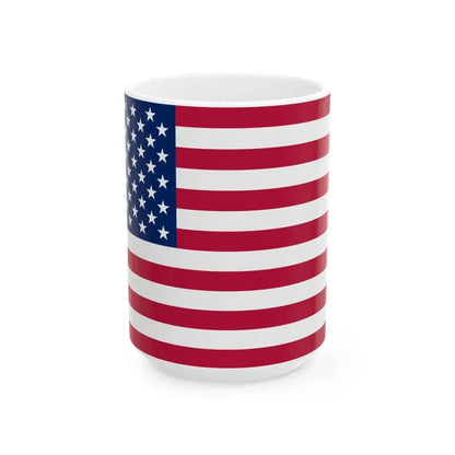 Flag of the United States 60 Stars 6-6-6-6-6-6-6-6-6-6 (United States) White Coffee Mug 15oz - Go Mug Yourself