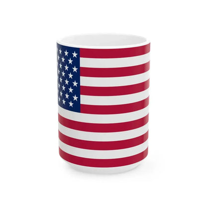 Flag of the United States 60 Stars 8-7-8-7-8-7-8-7 (United States) White Coffee Mug 15oz - Go Mug Yourself
