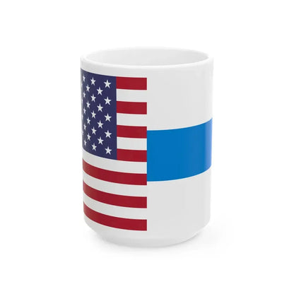 Flag of the United States and Free Russia (United States) White Coffee Mug 15oz - Go Mug Yourself