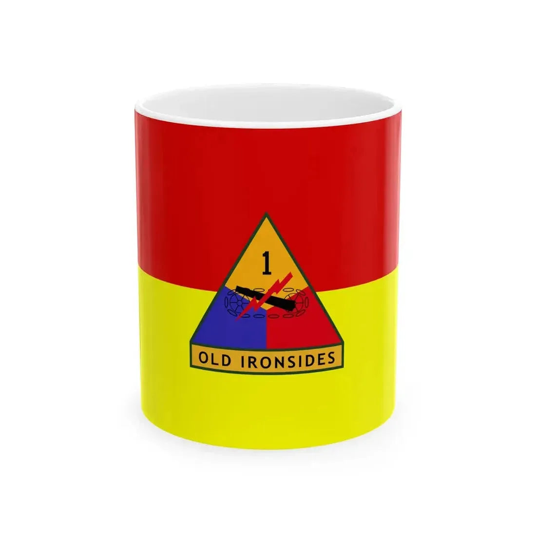 Flag of the United States Army 1st Armored Division (United States) White Coffee Mug 11oz - Go Mug Yourself
