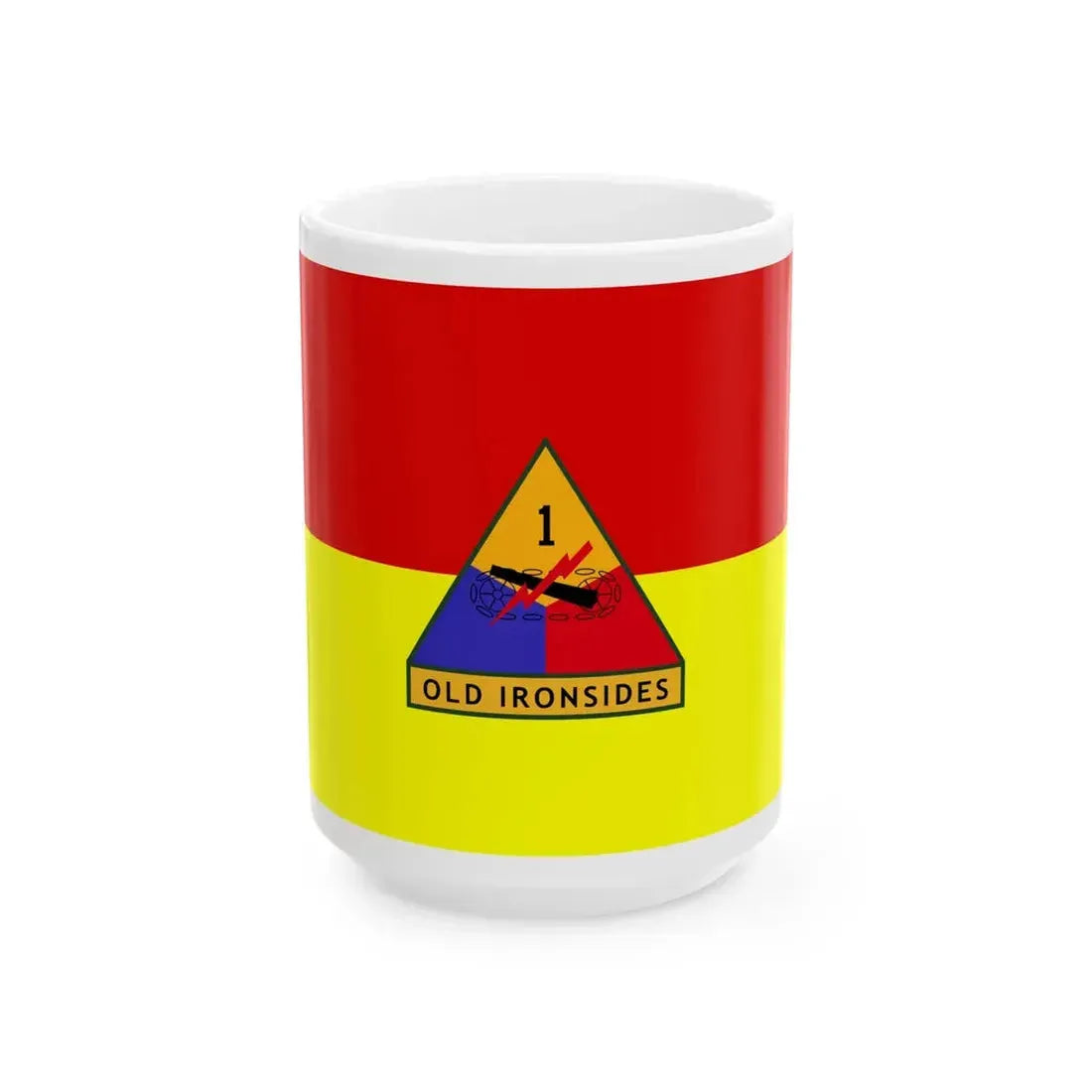 Flag of the United States Army 1st Armored Division (United States) White Coffee Mug 15oz - Go Mug Yourself
