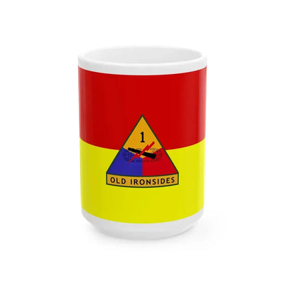 Flag of the United States Army 1st Armored Division (United States) White Coffee Mug 15oz - Go Mug Yourself