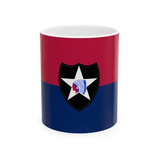 Flag of the United States Army 2nd Infantry Division (United States) White Coffee Mug 11oz - Go Mug Yourself