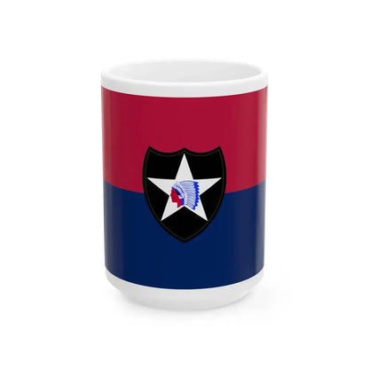 Flag of the United States Army 2nd Infantry Division (United States) White Coffee Mug 15oz - Go Mug Yourself