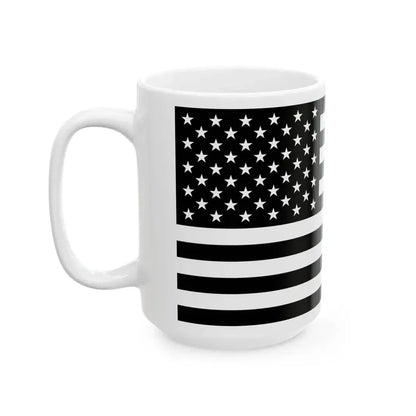 Flag of the United States black and white variant 1 (United States) White Coffee Mug - Go Mug Yourself