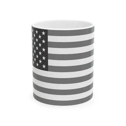 Flag of the United States black and white variant 2 (United States) White Coffee Mug 11oz - Go Mug Yourself