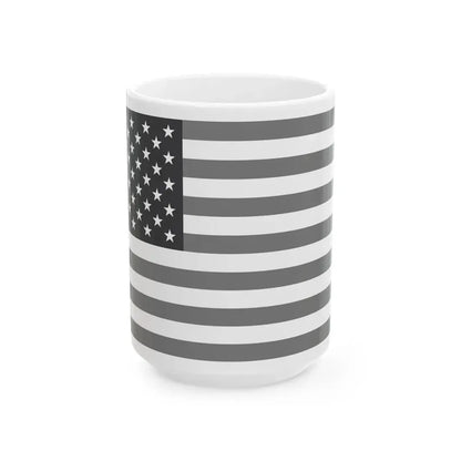 Flag of the United States black and white variant 2 (United States) White Coffee Mug 15oz - Go Mug Yourself