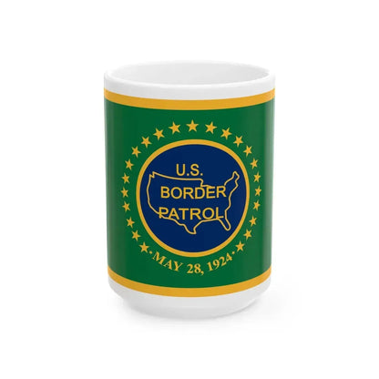 Flag of the United States Border Patrol (United States) White Coffee Mug 15oz - Go Mug Yourself