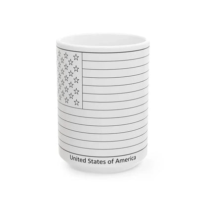 Flag of the United States colouring page (United States) White Coffee Mug 15oz - Go Mug Yourself