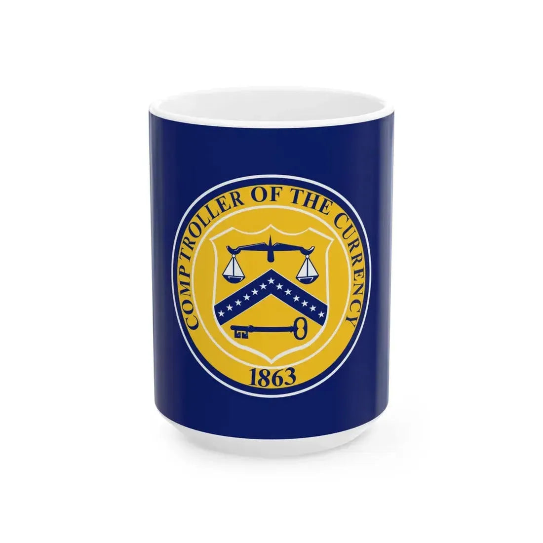 Flag of the United States Comptroller of the Currency (United States) White Coffee Mug 15oz - Go Mug Yourself