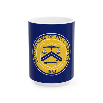 Flag of the United States Comptroller of the Currency (United States) White Coffee Mug 15oz - Go Mug Yourself