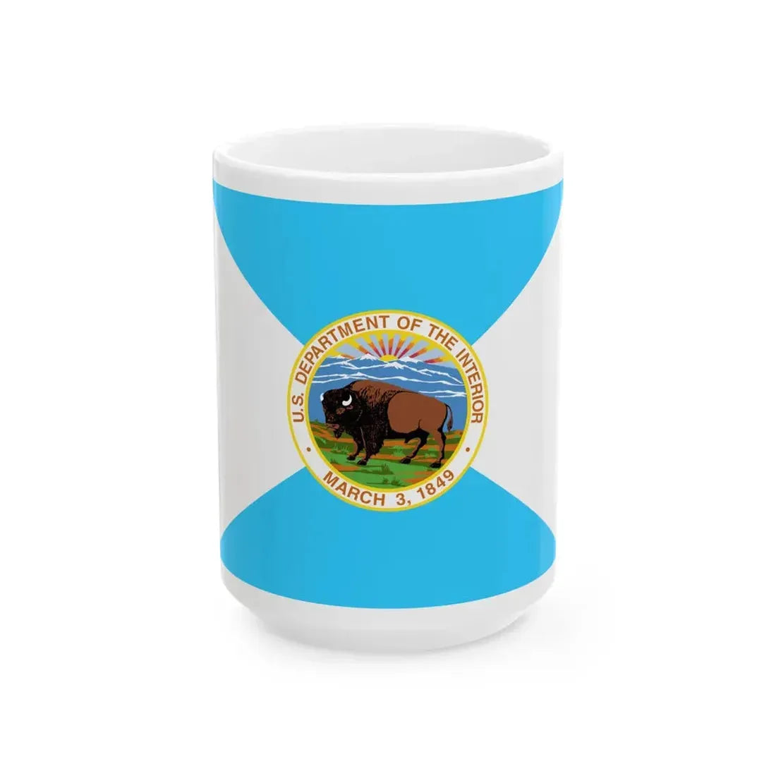 Flag of the United States Department of the Interior (United States) White Coffee Mug 15oz - Go Mug Yourself