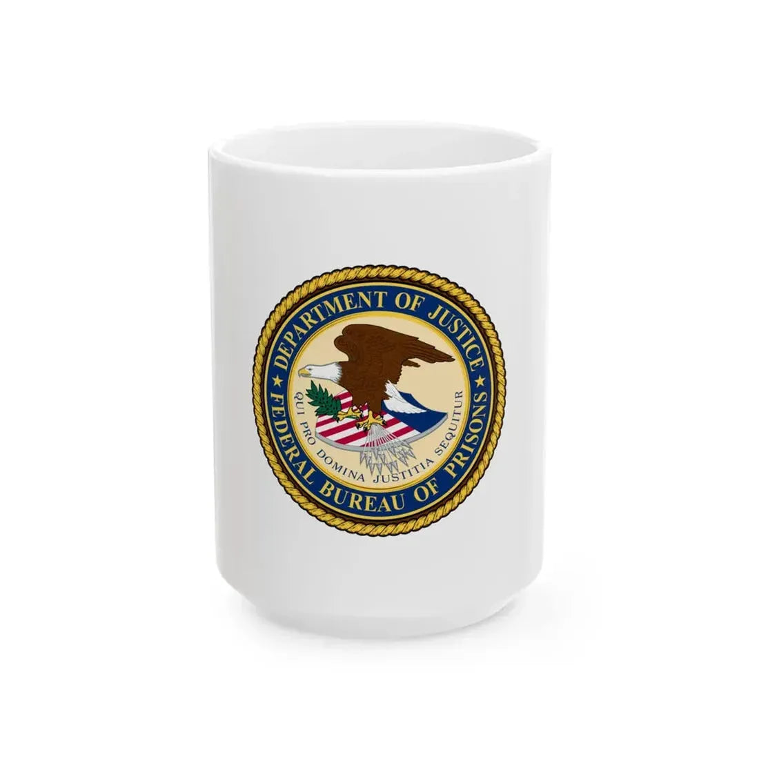 Flag of the United States Federal Bureau of Prisons (United States) White Coffee Mug 15oz - Go Mug Yourself