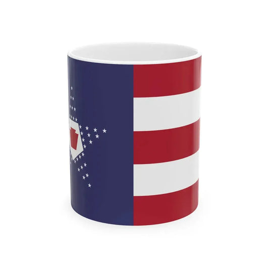 Flag of the United States pentagonal arrangement and Pennsylvania keystone symbol (United States) White Coffee Mug 11oz - Go Mug Yourself