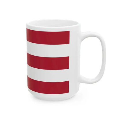 Flag of the United States pentagonal arrangement and Pennsylvania keystone symbol (United States) White Coffee Mug - Go Mug Yourself