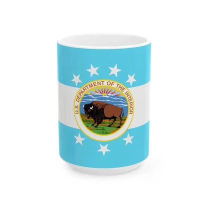 Flag of the United States Secretary of the Interior 1917-1934 (United States) White Coffee Mug 15oz - Go Mug Yourself