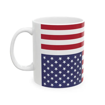 Flag of the United States vertically flipped (United States) White Coffee Mug - Go Mug Yourself