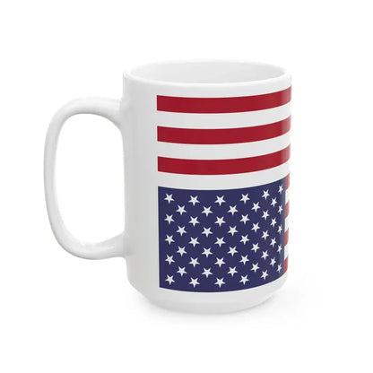 Flag of the United States vertically flipped (United States) White Coffee Mug - Go Mug Yourself