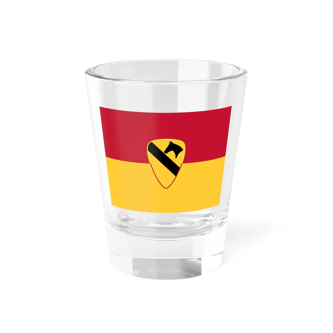 Flag of the U.S. Army 1st Cavalry Division (United States) Shot Glass 1.5oz 1.5oz - Go Mug Yourself
