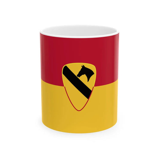 Flag of the U.S. Army 1st Cavalry Division (United States) White Coffee Mug 11oz - Go Mug Yourself