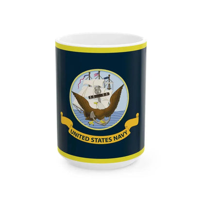 Flag of the U.S. Navy fringed (United States) White Coffee Mug 15oz - Go Mug Yourself