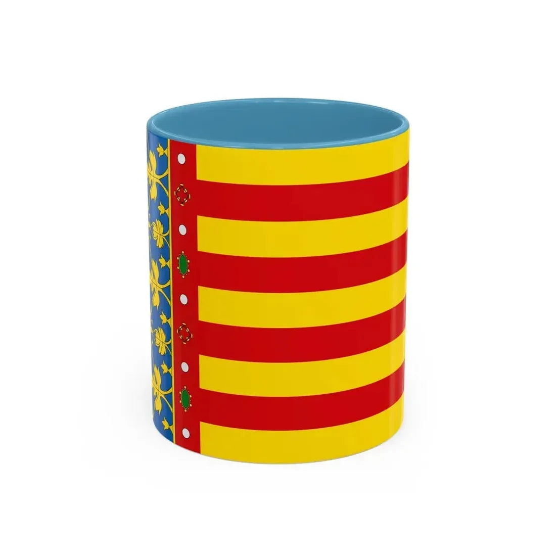 Flag of the Valencia Spain - Accent Coffee Mug 11oz Light Blue - Go Mug Yourself