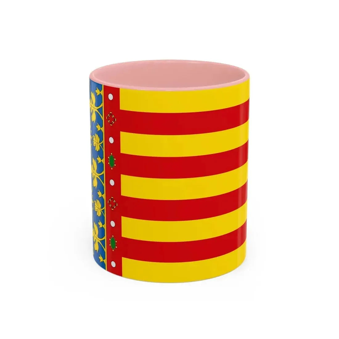 Flag of the Valencia Spain - Accent Coffee Mug 11oz Pink - Go Mug Yourself