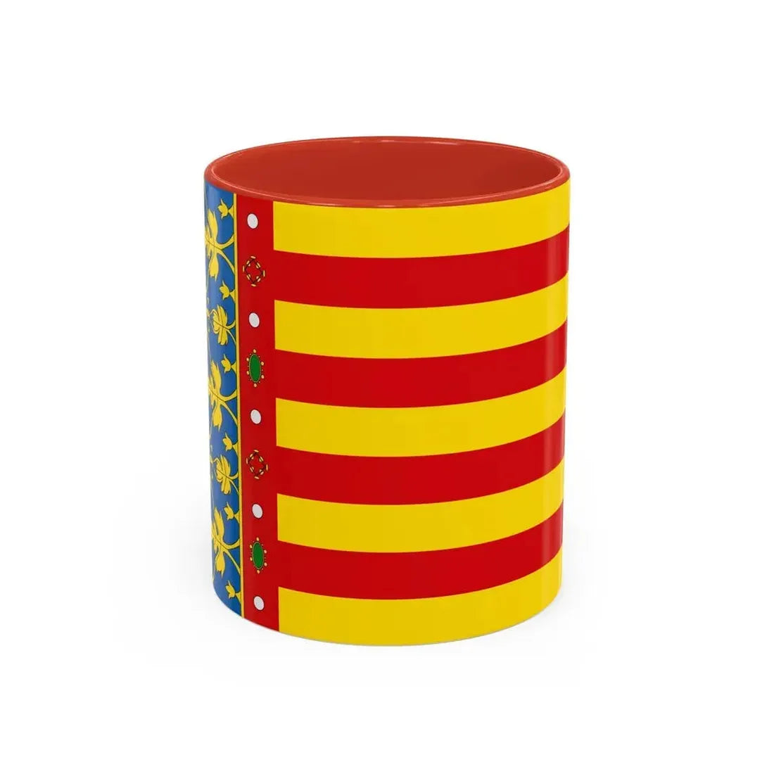 Flag of the Valencia Spain - Accent Coffee Mug 11oz Red - Go Mug Yourself