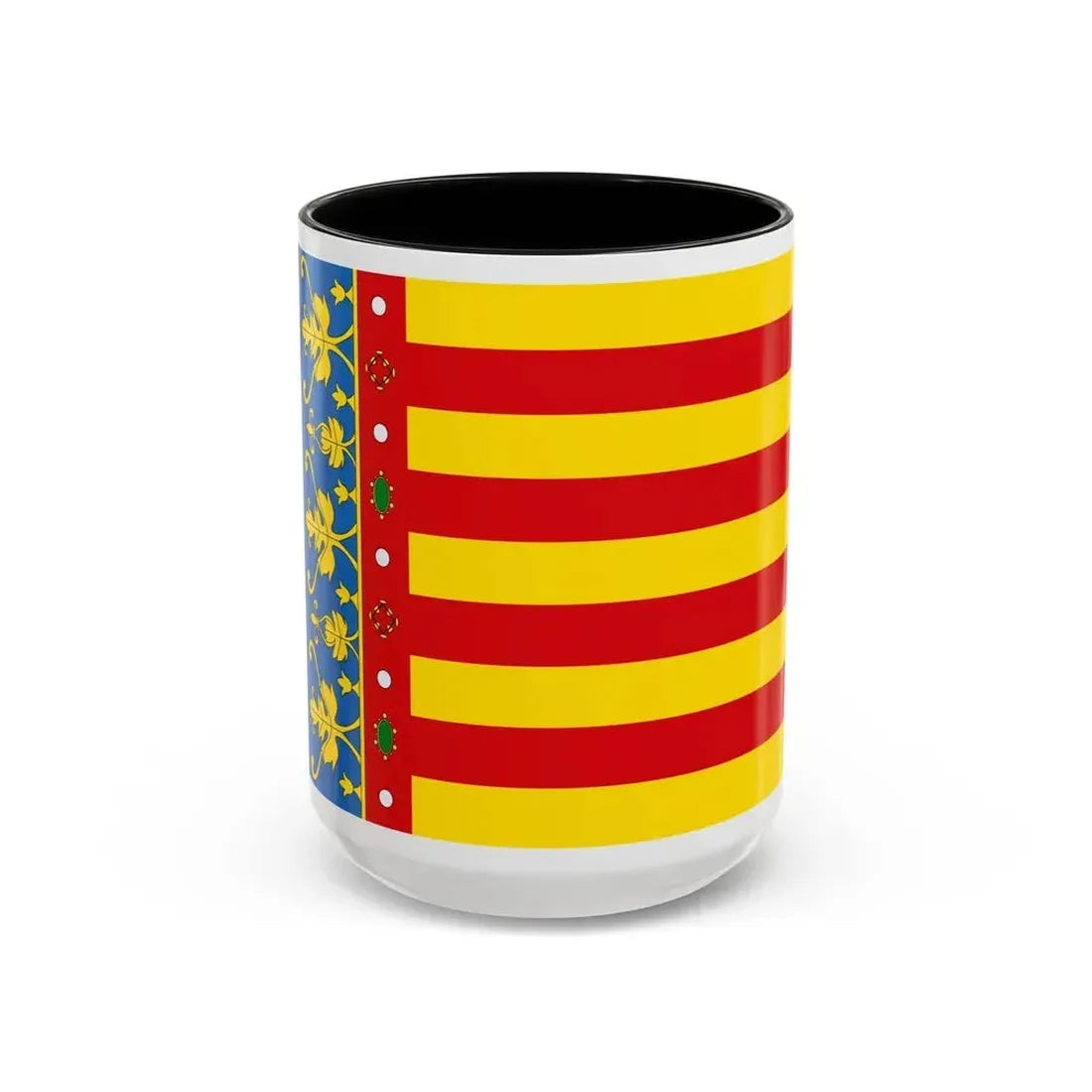 Flag of the Valencia Spain - Accent Coffee Mug 15oz Black - Go Mug Yourself