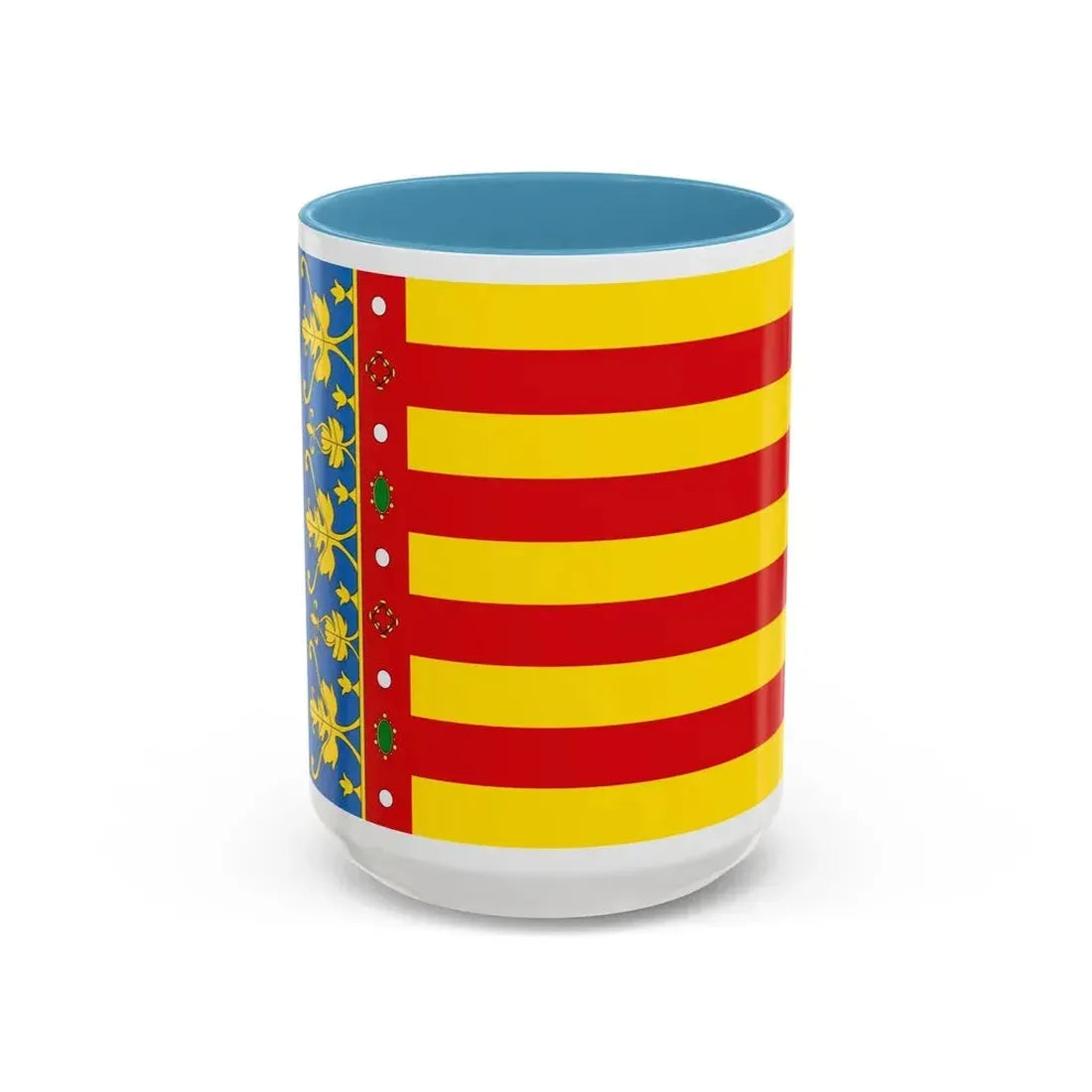 Flag of the Valencia Spain - Accent Coffee Mug 15oz Light Blue - Go Mug Yourself