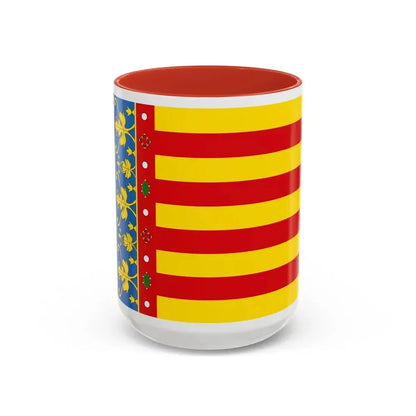 Flag of the Valencia Spain - Accent Coffee Mug 15oz Red - Go Mug Yourself