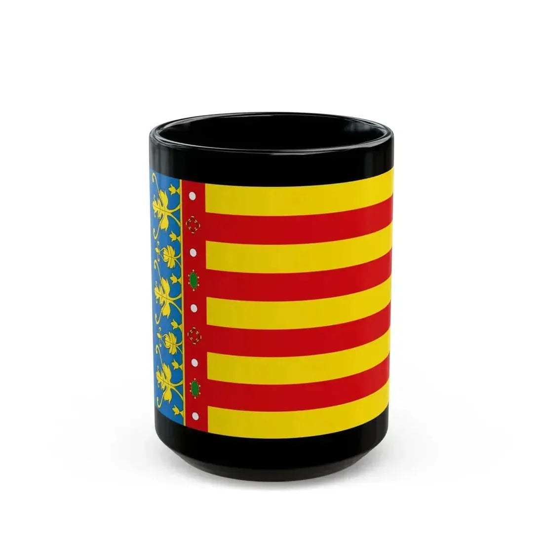 Flag of the Valencia Spain - Black Coffee Mug 15oz - Go Mug Yourself